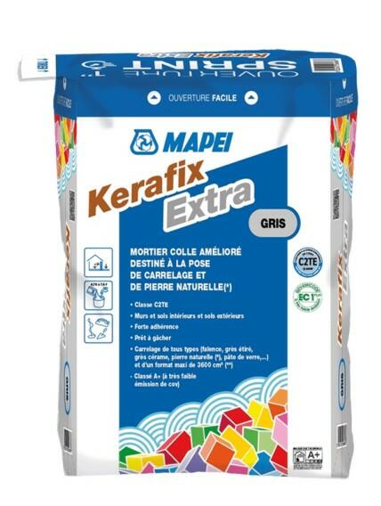 KERAFIX EXTRA - Mortier colle amélioré C2TE destiné à la pose de carrelage en sol et mur intérieurs et sol extérieur
