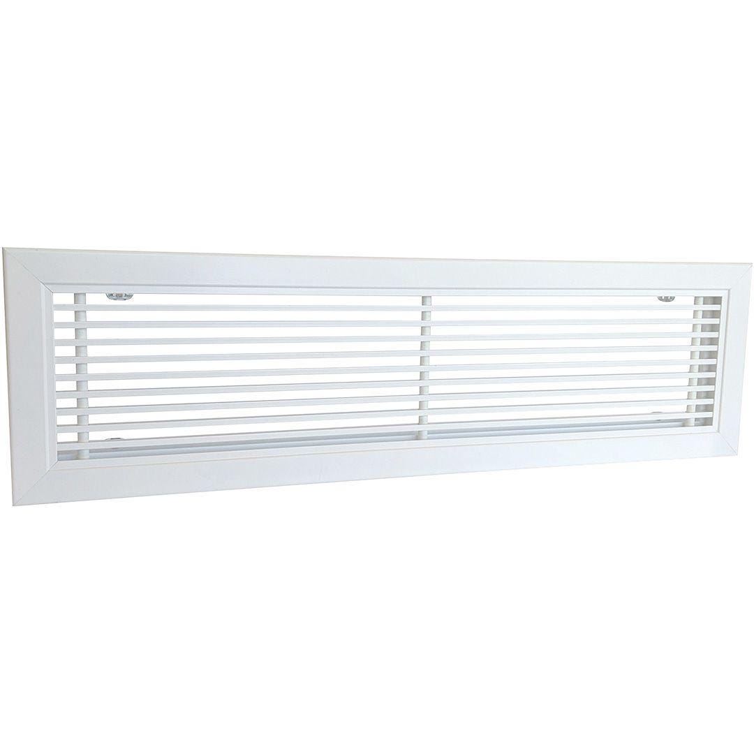 GRILLE LINEAIRE - Grille linéaire porte-filtre barres frontales fixex alu laqué blanc