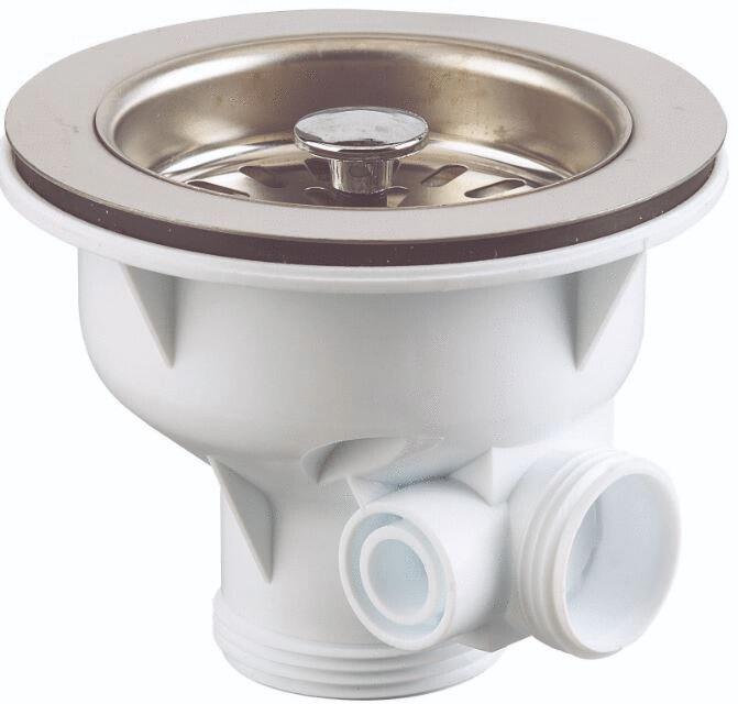 BONDE - Panier inox-plastique ø114 mm Pour évier inox,synthèse et grès Ø90