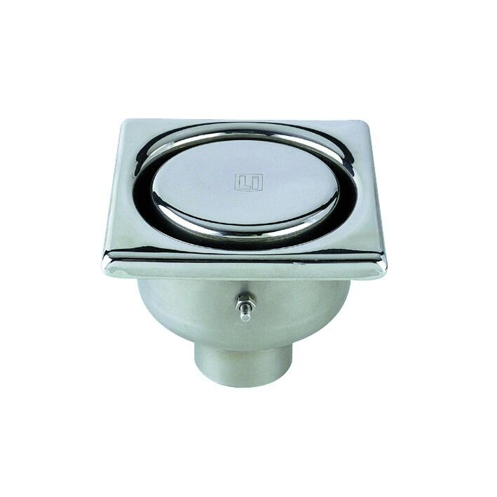 SIPHON SANS REPRISE D'ETANCHEITE - Siphon inox 100x100 à sortie 40