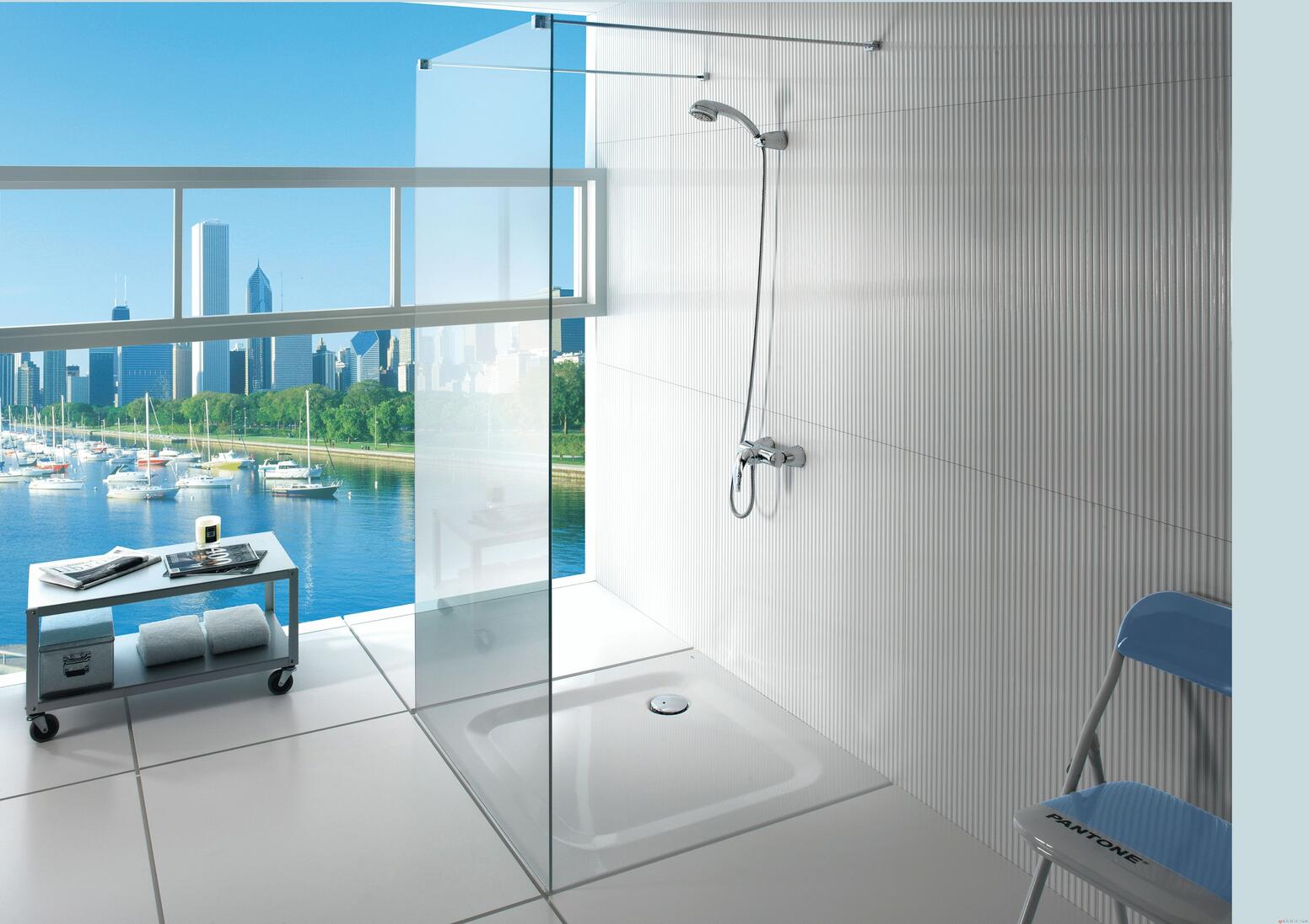 BLUES N PLUS - Receveur carré ultra fin à poser, acier emaillé