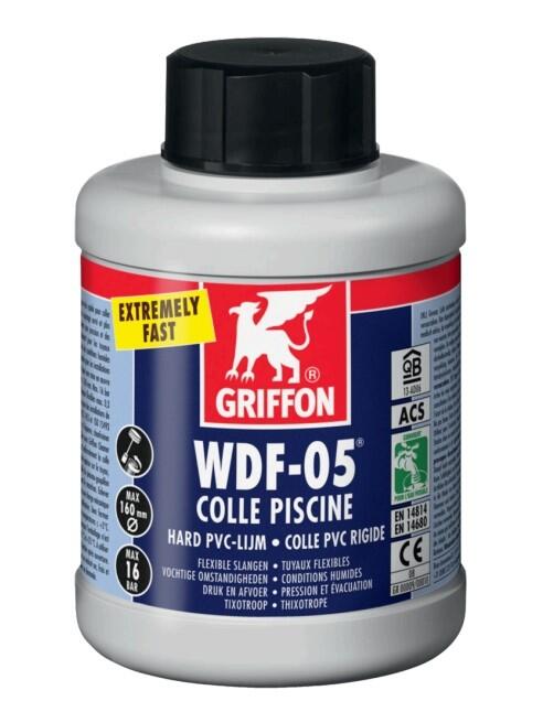 WDF-05® - Colle PVC rigide bleue thixotrope à prise très rapide - Spécial piscine et mise en eau rapide