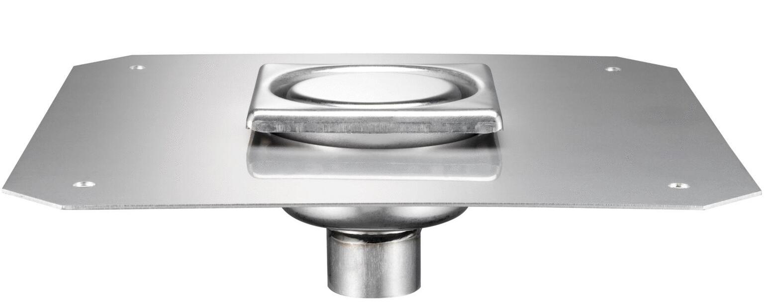 SIPHINOX® AVEC REPRISE D'ETANCHEITE - Siphon inox 100x100 à sortie 40