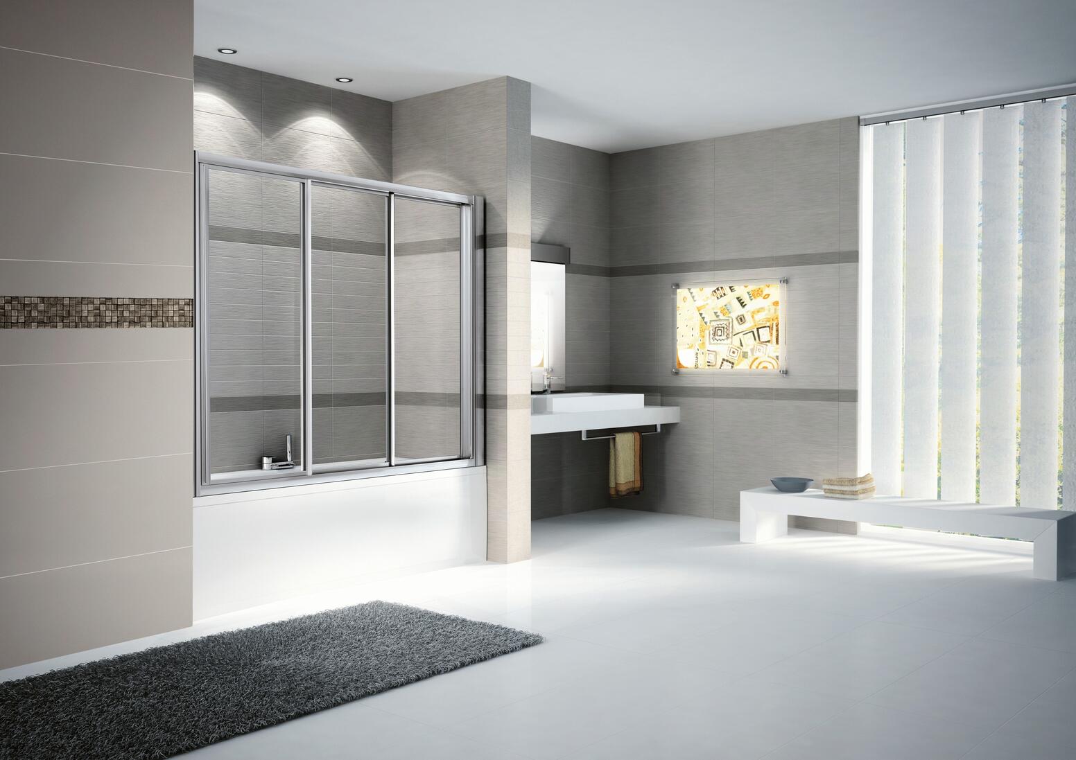 AURORA 3PV4 - Pare-baignoire ouverture 3 panneaux coulissantes