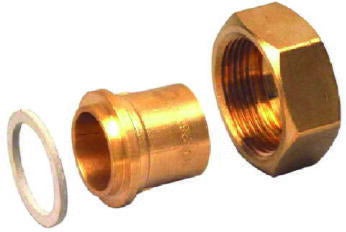 RACCORD POUR GAZ BUTANE ET PROPANE EN RECIPIENT - Raccord 2 pièces à écrou tournant à braser pour tube cuivre avec joint standard