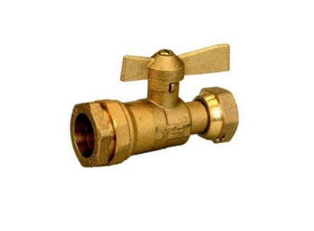 VANNE A SPHERE A ECROU TOURNANT - Pour compteur avec manette papillon, grenaillé