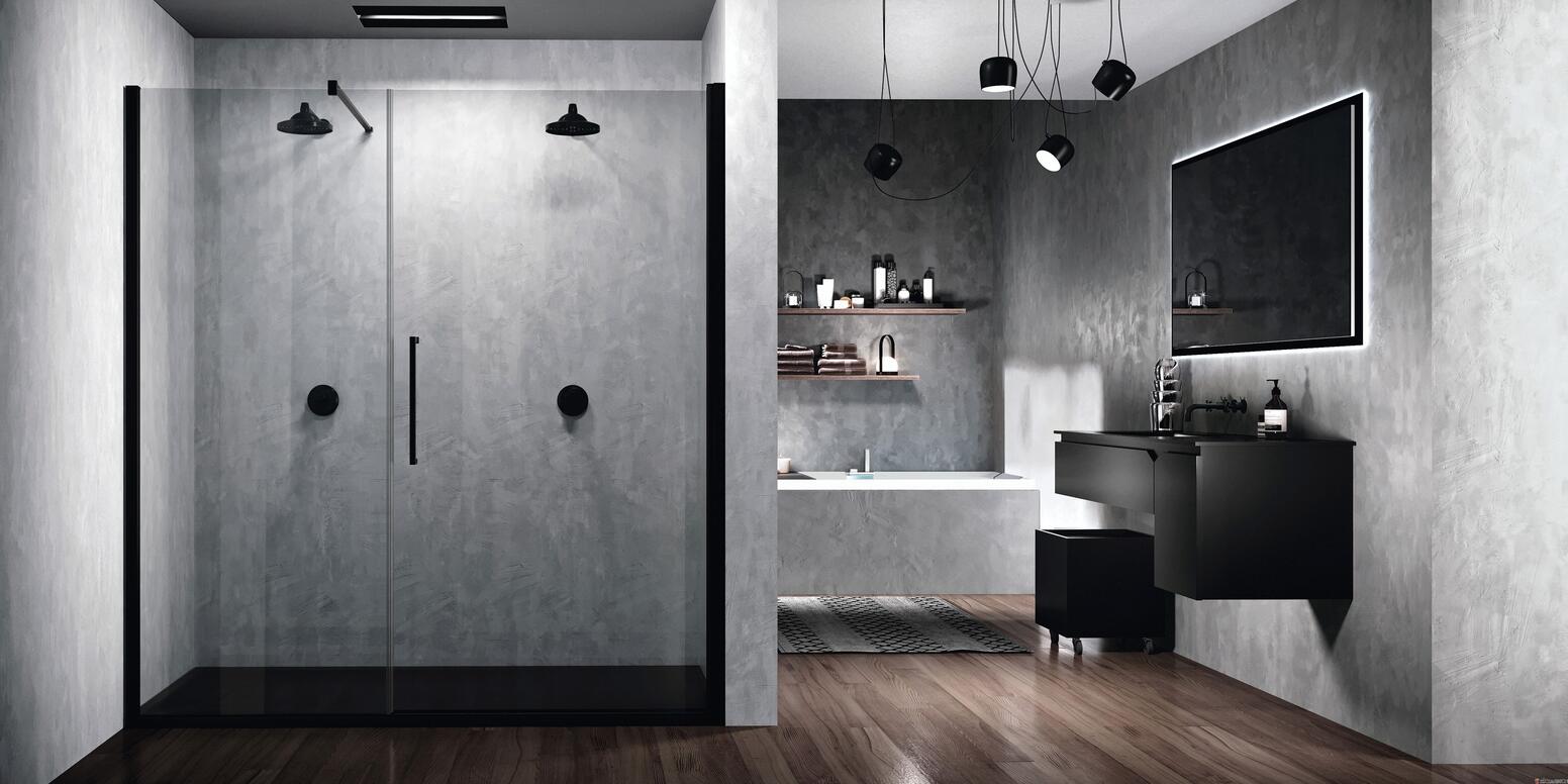 YOUNG G+F EN ALIGNEMENT - Porte pivotante avec un fixe en alignement, ouverture centrale