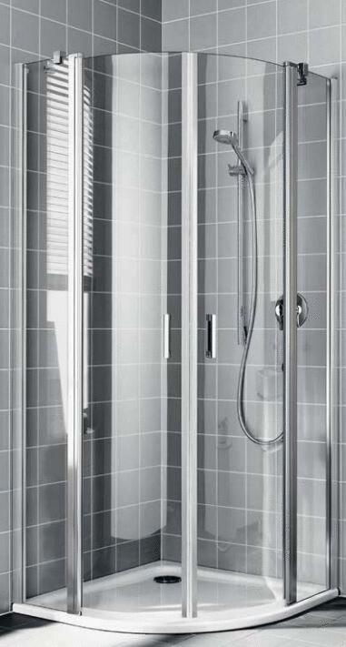 CADA XS - Accès d'angle quart de rond, porte à 2 battants avec éléments fixes - Ep. du verre : 4 mm - Hauteur : 200 cm