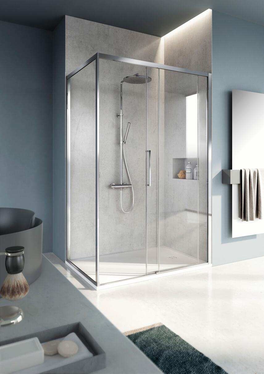 SERIE 7000 - Accés angle fixe et porte coulissante - Hauteur 200 cm