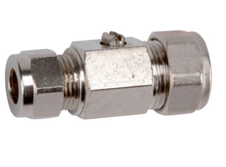 ROBINETTERIE SANITAIRE - Vanne à sphère sanitaire réduite avec 2 bicones pour tube cuivre