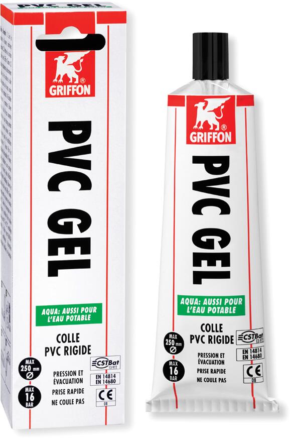 PVC GEL AQUA - Colle PVC rigide thixotrope à prise rapide, sans THF