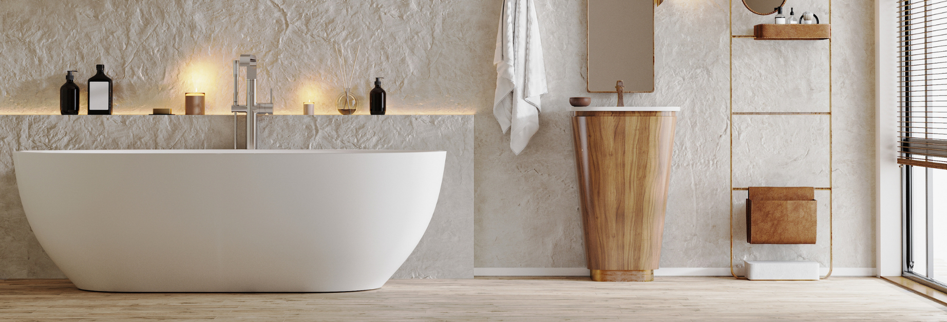 Baignoire dans salle de bains moderne