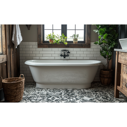 Baignoire rétro pose îlot ligne ovales 