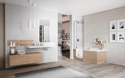 IRIS - Pare-baignoire pivotant avec paroi fixe pour combiné bain-douche