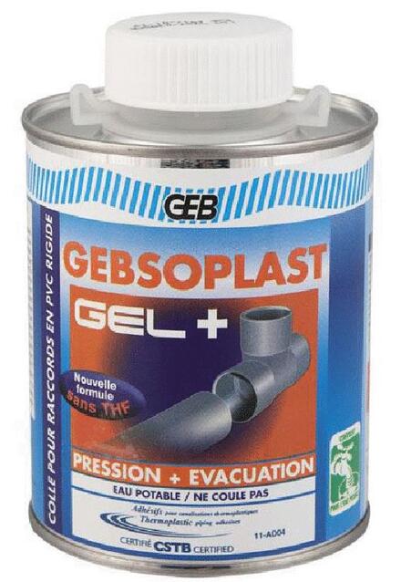 GEBSOPLAST - Gel plus - Colle pression évacuation pour raccords PVC rigides