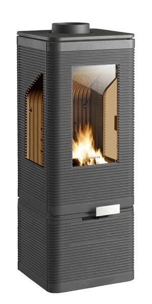 IWAKI - Poêle à bois en fonte - Côtés vitrés sur socle