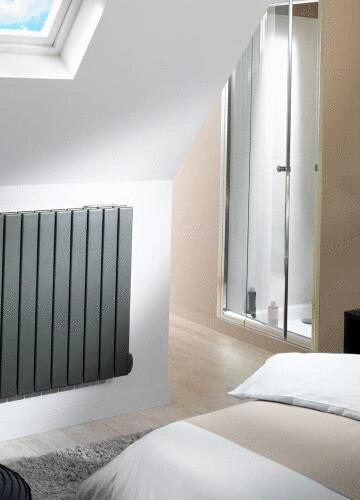FASSANE PREMIUM HORIZONTAL - THXD - Double - Radiateur électrique à fluide hydractif - Tubes émetteurs plats verticaux - Acier