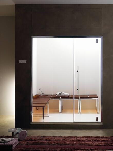 NUVOLA TOUCH - Porte pivotante avec partie fixe Smart 105 - Ep. du verre : 8 mm