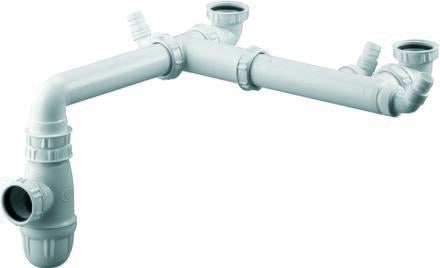 VIDAGE - Plastique - Tubulure gain espace évier 2 cuves décalées
